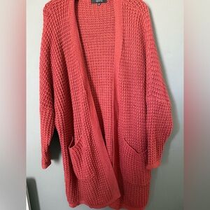 Red Knit Cardigan with pockets